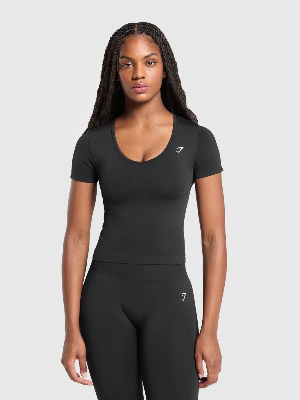 Gymshark Black Scoop-Neck Short Sleeve Crop Tee